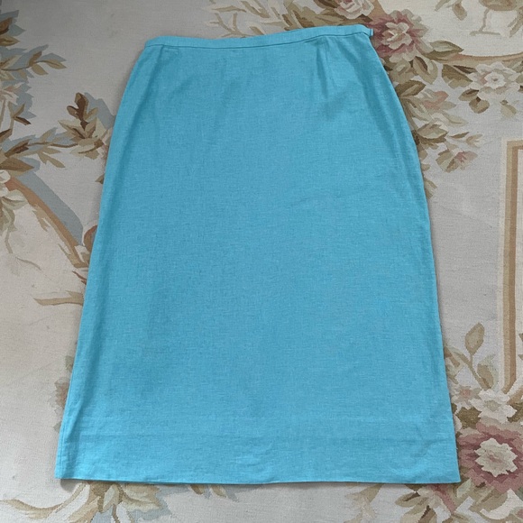 Turquoise aqua linen skirt size 16 by Kathie Lee collection - Picture 1 of 5